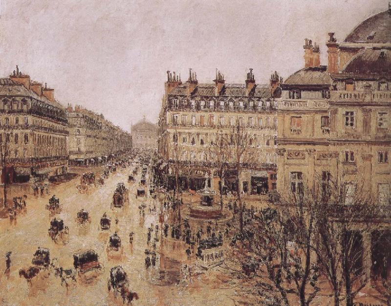 Camille Pissarro rain in the French Theater Square